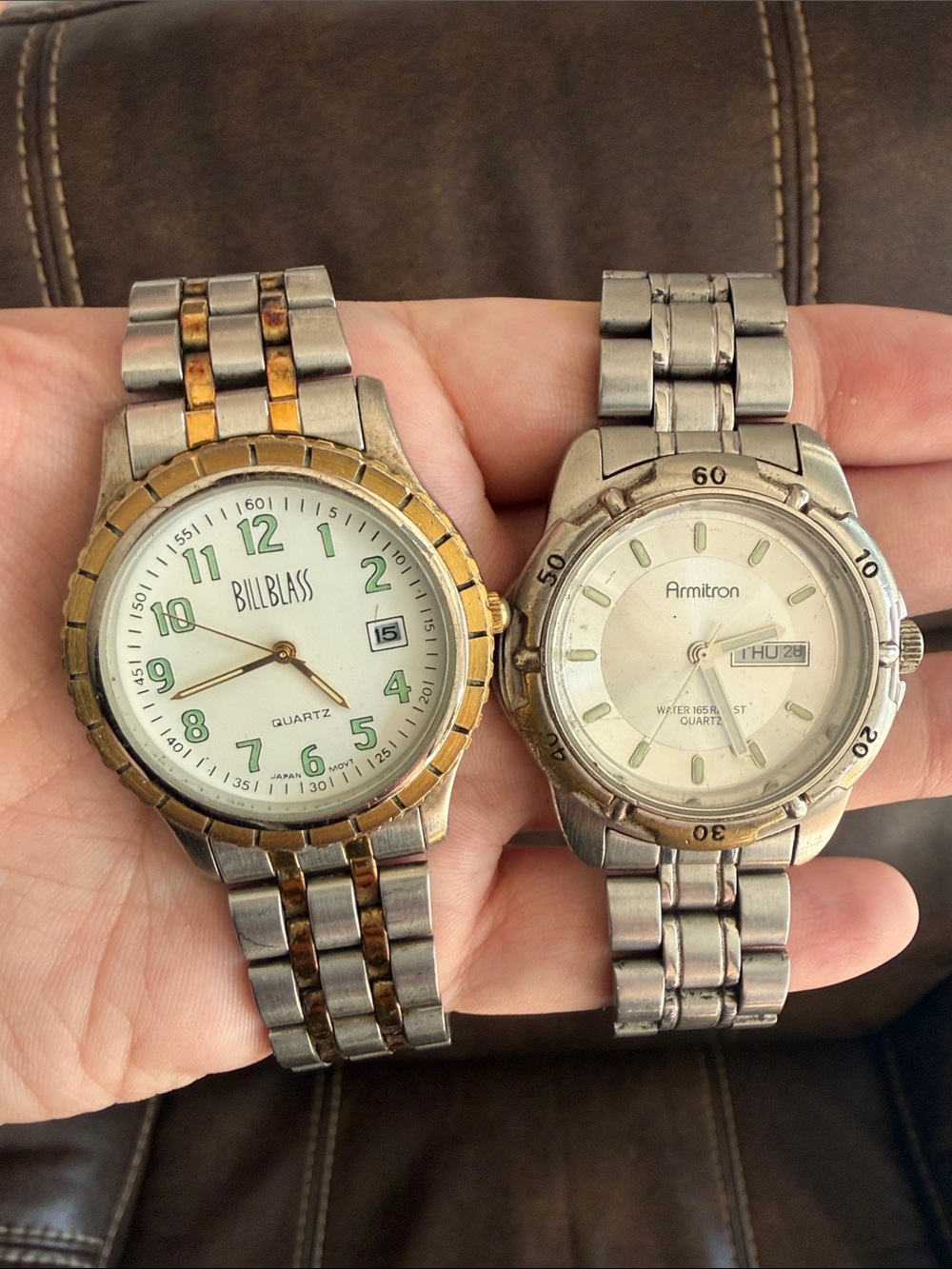2pc LOT •BILL BLASS & ARMITRON•.Vintage Wristwatches (Bill works; Arm does not)